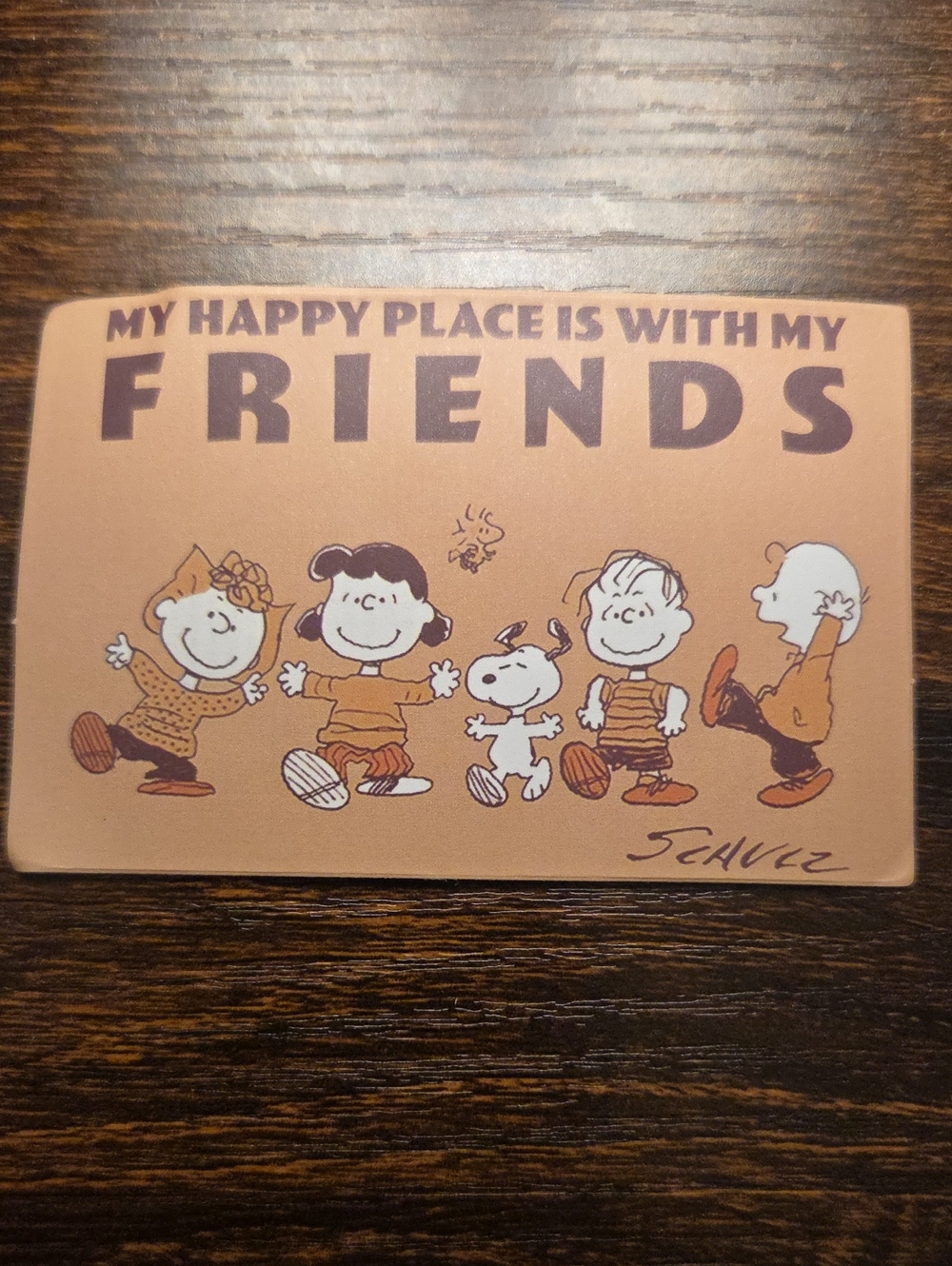 Peanuts Brown and Tan 'My Happy Place Is With My Friends' Sticker